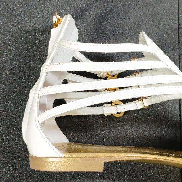 Giuseppe Zanotti E0SP05 White Gold Gladiator Sandals 37.5 / US 7.5 w/ Box Good C - Picture 6 of 16
